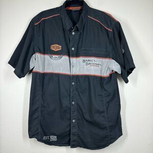 Harley Davidson Garage Shop Shirt Button Down Short Sleeve Motorcycle Mens Large